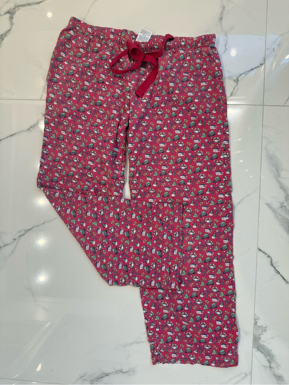 Vineyard Vines Women's Christmas Motif Pajama Pants Pink Cotton Size Small